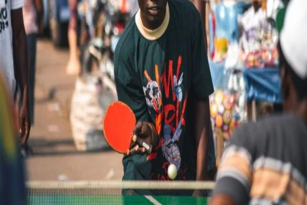 table tennis player celebrating